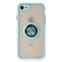 Newface iPhone 7 Kılıf Montreal Yüzüklü Silikon Kapak - Buz Mavi