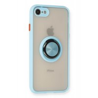 Newface iPhone 7 Kılıf Montreal Yüzüklü Silikon Kapak - Buz Mavi