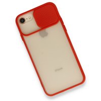 Newface iPhone 7 Kılıf Palm Buzlu Kamera Sürgülü Silikon - Kırmızı