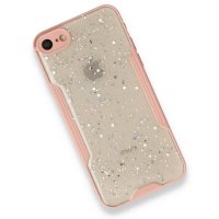 Newface iPhone 8 Kılıf Platin Simli Silikon - Pembe