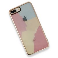 Newface iPhone 7 Plus Kılıf Çiçekli Silikon - Buz Mavi