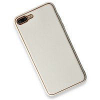 Newface iPhone 7 Plus Kılıf Coco Deri Silikon Kapak - Beyaz