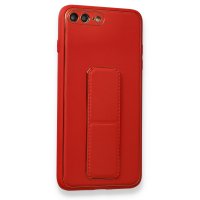 Newface iPhone 7 Plus Kılıf Coco Deri Standlı Kapak - Kırmızı