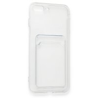 Newface iPhone 7 Plus Kılıf Kart Şeffaf Silikon - Şeffaf