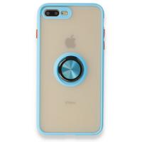Newface iPhone 7 Plus Kılıf Montreal Yüzüklü Silikon Kapak - Buz Mavi