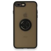 Newface iPhone 7 Plus Kılıf Montreal Yüzüklü Silikon Kapak - Siyah