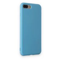 Newface iPhone 8 Plus Kılıf Nano içi Kadife Silikon - Mavi