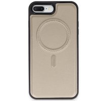 Newface iPhone 7 Plus Kılıf Ozzi Magsafe Deri Kapak - Natural Grey