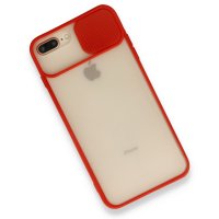 Newface iPhone 7 Plus Kılıf Palm Buzlu Kamera Sürgülü Silikon - Kırmızı