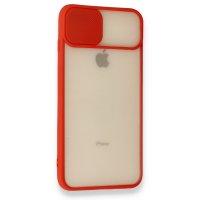 Newface iPhone 7 Plus Kılıf Palm Buzlu Kamera Sürgülü Silikon - Kırmızı