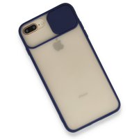 Newface iPhone 7 Plus Kılıf Palm Buzlu Kamera Sürgülü Silikon - Lacivert