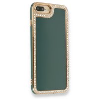Newface iPhone 7 Plus Kılıf Solo Taşlı Silikon - Koyu Yeşil