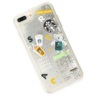 Newface iPhone 7 Plus Kılıf Starbuck Sulu Silikon - Gümüş