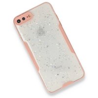 Newface iPhone 7 Plus Kılıf Platin Simli Silikon - Pembe