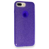 Newface iPhone 7 Plus Kılıf Simli Katmanlı Silikon - Mor