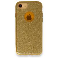 Newface iPhone SE 2020 Kılıf Simli Katmanlı Silikon - Gold