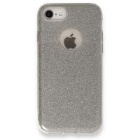 Newface iPhone SE 2020 Kılıf Simli Katmanlı Silikon - Gümüş