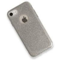 Newface iPhone 7 Kılıf Simli Katmanlı Silikon - Gümüş