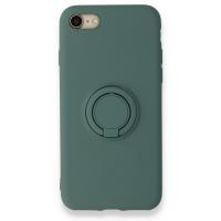 Newface iPhone SE 2020 Kılıf Viktor Yüzüklü Silikon - Koyu Yeşil