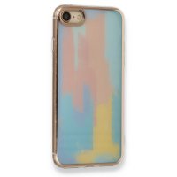 Newface iPhone 8 Kılıf Çiçekli Silikon - Mavi