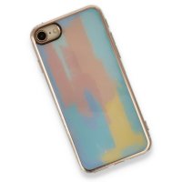 Newface iPhone 8 Kılıf Çiçekli Silikon - Mavi