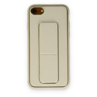 Newface iPhone 8 Kılıf Coco Deri Standlı Kapak - Beyaz