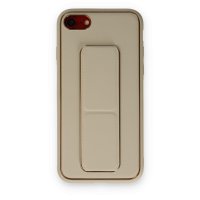 Newface iPhone 8 Kılıf Coco Deri Standlı Kapak - Gold