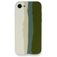 Newface iPhone 8 Kılıf Ebruli Lansman Silikon - Beyaz-Yeşil