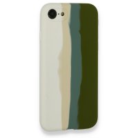 Newface iPhone 8 Kılıf Ebruli Lansman Silikon - Beyaz-Yeşil