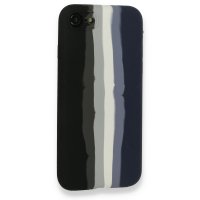 Newface iPhone 8 Kılıf Ebruli Lansman Silikon - Siyah-Lacivert