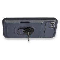 Newface iPhone 8 Kılıf Klik Yüzüklü Kartvizitli Silikon - Mavi