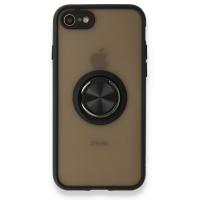 Newface iPhone 8 Kılıf Montreal Yüzüklü Silikon Kapak - Siyah