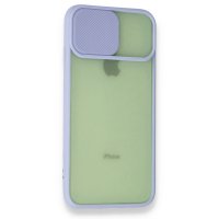 Newface iPhone 8 Kılıf Palm Buzlu Kamera Sürgülü Silikon - Lila