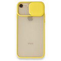 Newface iPhone 8 Kılıf Palm Buzlu Kamera Sürgülü Silikon - Sarı