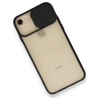 Newface iPhone 8 Kılıf Palm Buzlu Kamera Sürgülü Silikon - Siyah