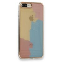 Newface iPhone 8 Plus Kılıf Çiçekli Silikon - Kırmızı