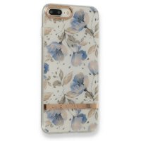 Newface iPhone 8 Plus Kılıf Çiçekli Silikon - Lila