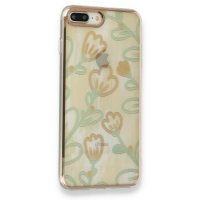 Newface iPhone 8 Plus Kılıf Çiçekli Silikon - Sarı