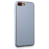 Newface iPhone 8 Plus Kılıf Coco Deri Silikon Kapak - Açık Mavi
