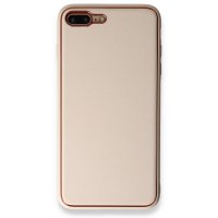 Newface iPhone 8 Plus Kılıf Coco Deri Silikon Kapak - Gold
