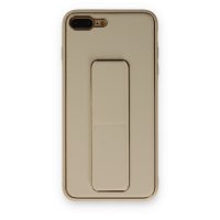 Newface iPhone 8 Plus Kılıf Coco Deri Standlı Kapak - Gold