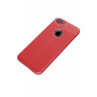 Newface iPhone 8 Plus Kılıf Focus Derili Silikon - Kırmızı