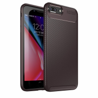 Newface iPhone 8 Plus Kılıf Focus Karbon Silikon - Kahverengi