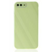 Newface iPhone 8 Plus Kılıf Glass Kapak - Açık Yeşil