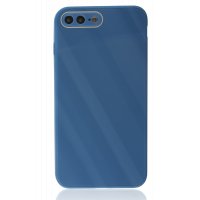 Newface iPhone 8 Plus Kılıf Glass Kapak - Mavi
