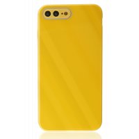 Newface iPhone 8 Plus Kılıf Glass Kapak - Sarı