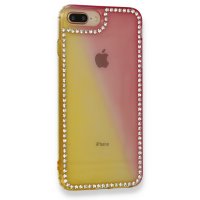 Newface iPhone 8 Plus Kılıf İmaj Silikon - Sarı-Pembe
