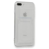 Newface iPhone 8 Plus Kılıf Kart Şeffaf Silikon - Şeffaf