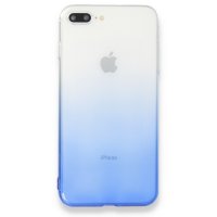 Newface iPhone 8 Plus Kılıf Lüx Çift Renkli Silikon - Mavi