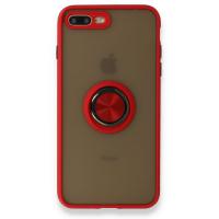 Newface iPhone 8 Plus Kılıf Montreal Yüzüklü Silikon Kapak - Kırmızı